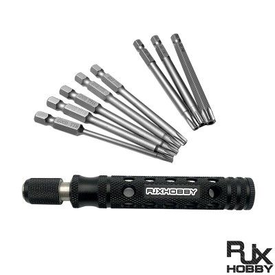 RJXHOBBY TP8/TP10/TP15/TP20/TP25/TP27/TP30/TP40 1/4 Inch 6.35mm L75mm Torx Head Bits with handle for Electric Screwdriver