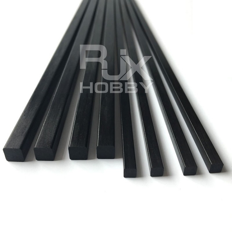 RJX 1pcs Carbon Fiber Square Solid Rods Length 1000mm diameter 2-13mm