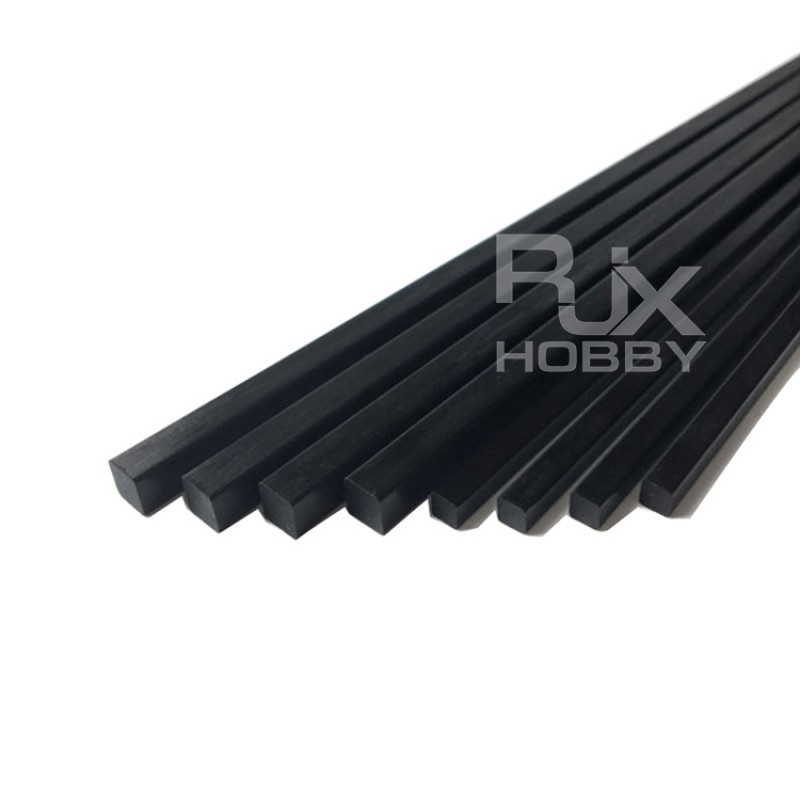 RJX 1pcs Carbon Fiber Square Solid Rods Length 1000mm diameter 2-13mm