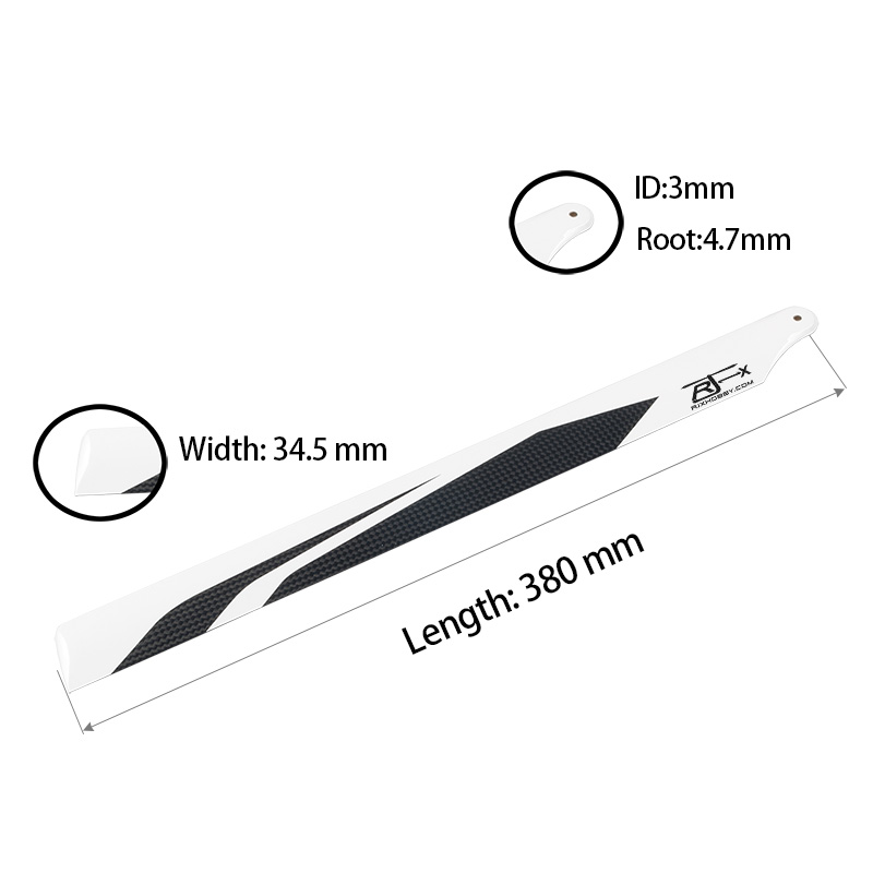 RJXHOBBY 380 RC Helicopter Carbon Fiber Blades