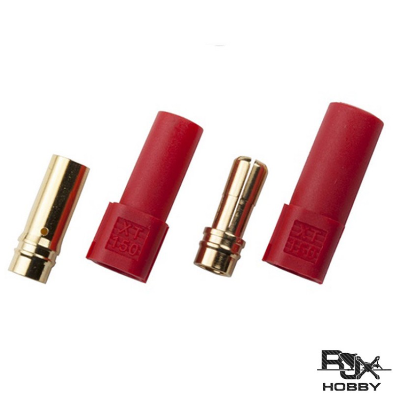 RJXHOBBY 3pairs XT150 6mm Banana Connector Male and Female Gold Plated Max.60A Continuous/130A Peak Current for Lipo Battery