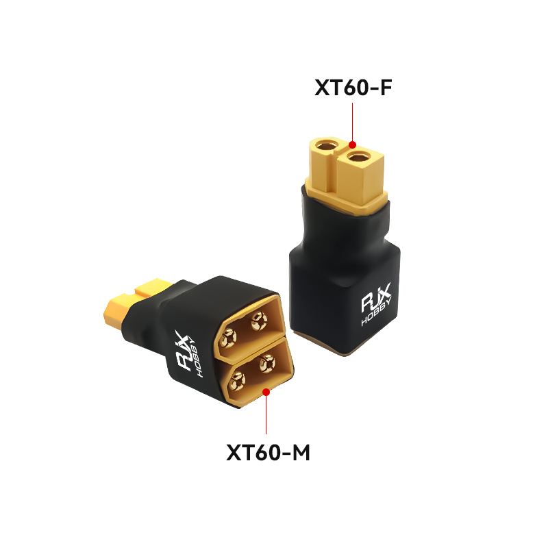 RJXHOBBY 1pcs XT-60 Female to 2 XT-60 Male XT60 No wires in parallel connection harnesses Parallel Battery Connector Adapter