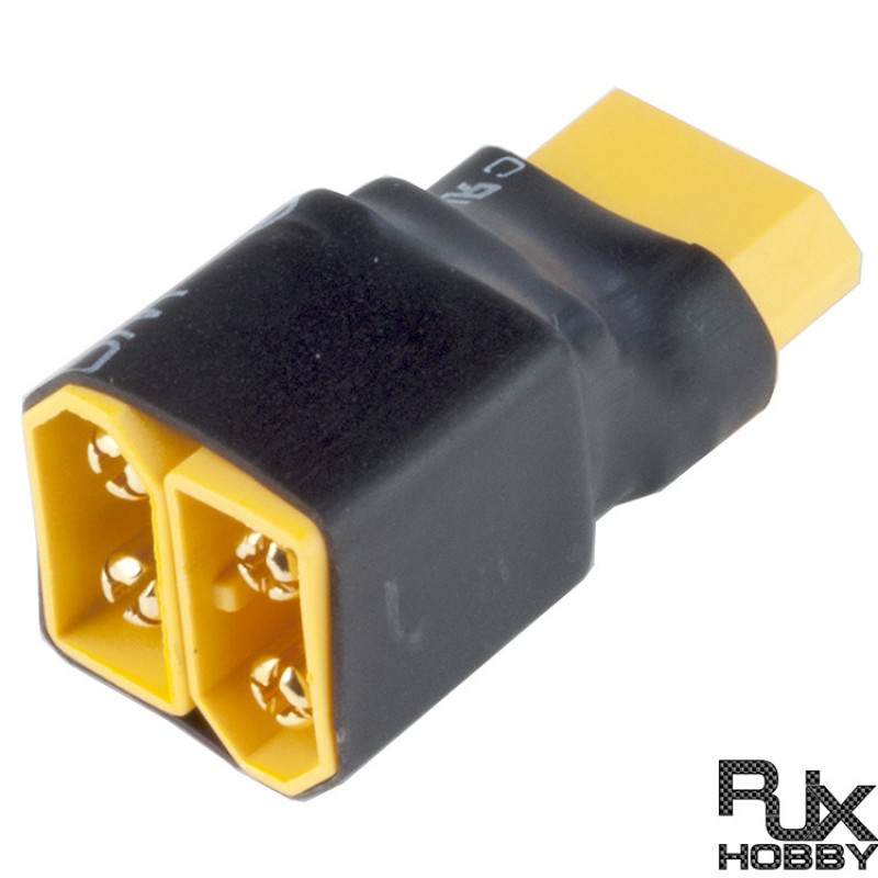 RJXHOBBY 1Pcs XT-60 Female to 2 XT-60 Male XT60 No wires series connection harnesses series Battery Connector Adapter