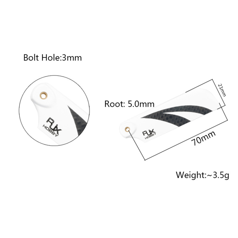 RJXHOBBY Black and White 70mm Tail CF Blades