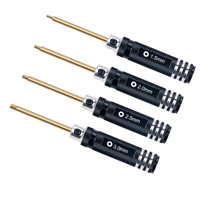 RJXHOBBY Mini Titanium Alloy Hex Wrenches Screw Removal Driver Tools Kit 1.5mm  2.0mm 2.5mm 3.0mm for RC Helicopter 4pcs