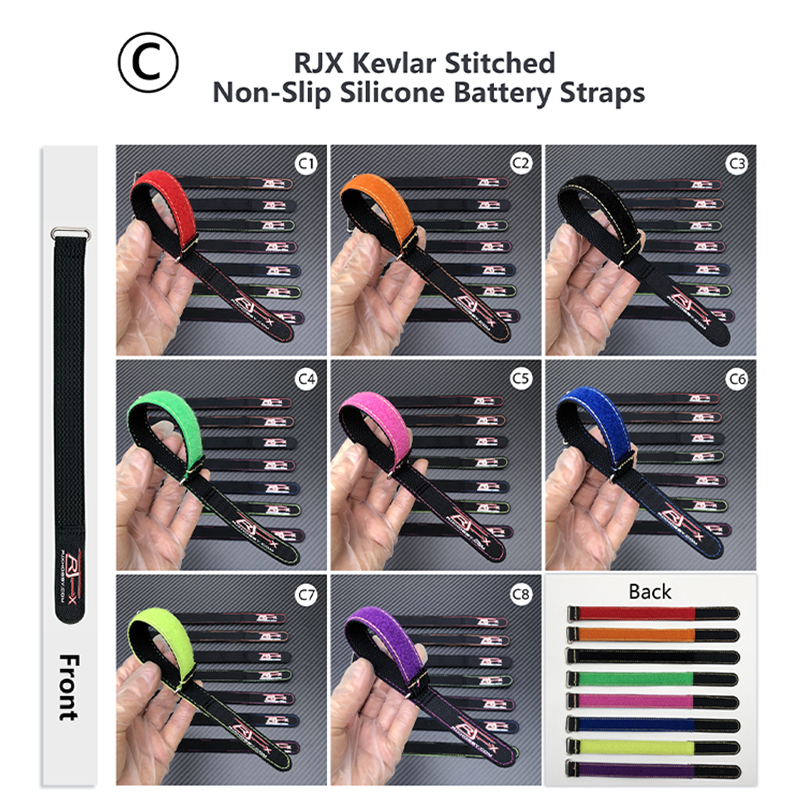 RJX OEM 20mm width Kevlar Stitched Non-Slip Silicone Battery Straps