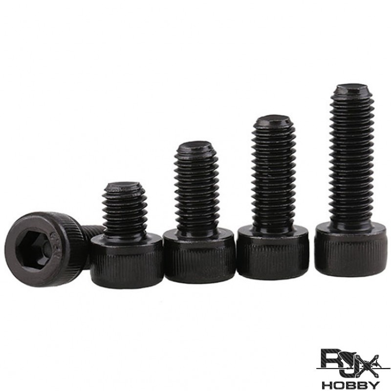 RJXHOBBY 100pcs M2.5 3mm-30mm Class 12.9 Alloy Steel Socket Head Caps Screws