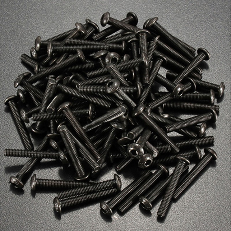 RJXHOBBY 100pcs M3 4-50mm Hex Socket Round Button Head Screw Grade10.9 Button Head Screws