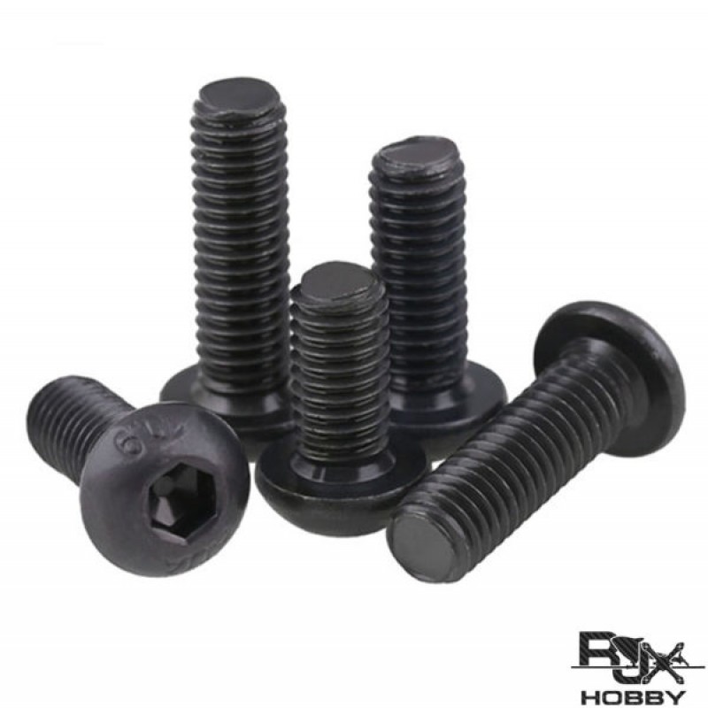 RJXHOBBY 100pcs M6 8-60mm Hex Socket Round Button Head Screw Grade10.9 Button Head Screws