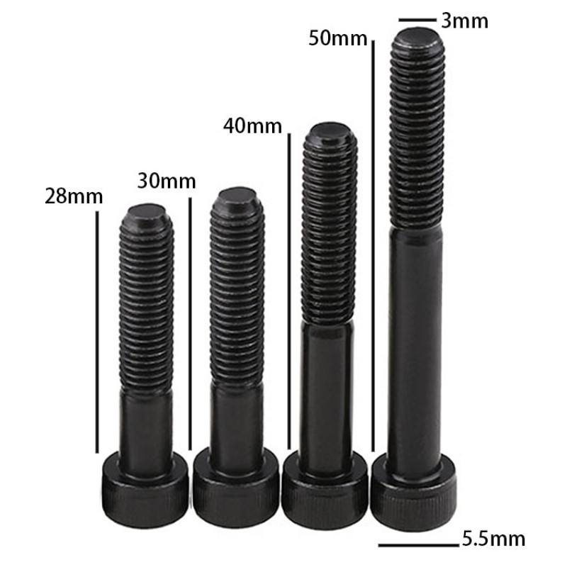 RJXHOBBY 50pcs M3 30mm-100mm Class 12.9 Grade Half Tooth Hex Hexagon Socket Cap Head Screw Partially Thread Allen Bolts