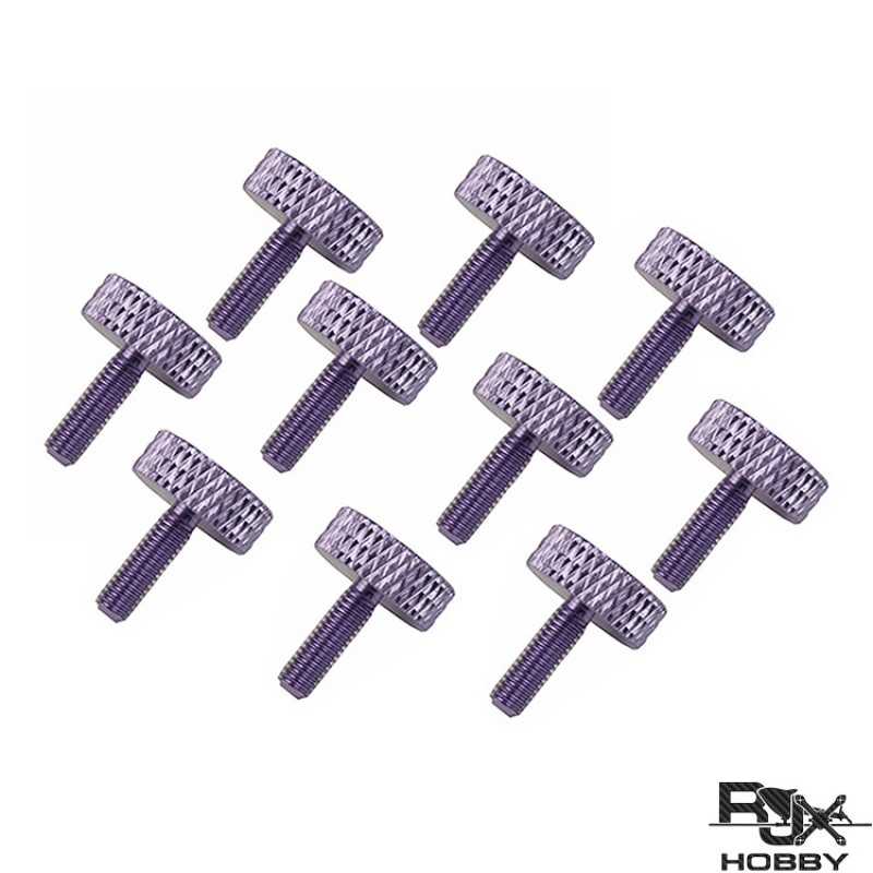 RJXHOBBY M3x10mm Knurled Head Flat Point Fully Threaded Thumb Screws Fastener 10pcs