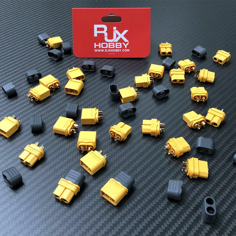 RJXHOBBY 5 Sets XT60H XT-60 Male Female Bullet Connectors Power Plugs(with caps) for RC Lipo Battery