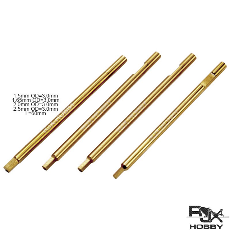 RJXHOBBY mini Titanium Alloy Hex Driver tips Screw Driver Tips 1.5mm, 1.65mm, 2.0mm, 2.5mm