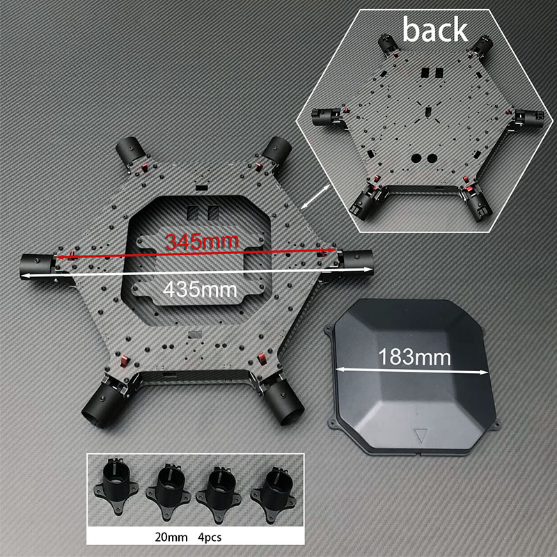 RJX1300B 6-Axis Carbon Fiber Umbrella Folding Hexacopter Frame without motor mounts