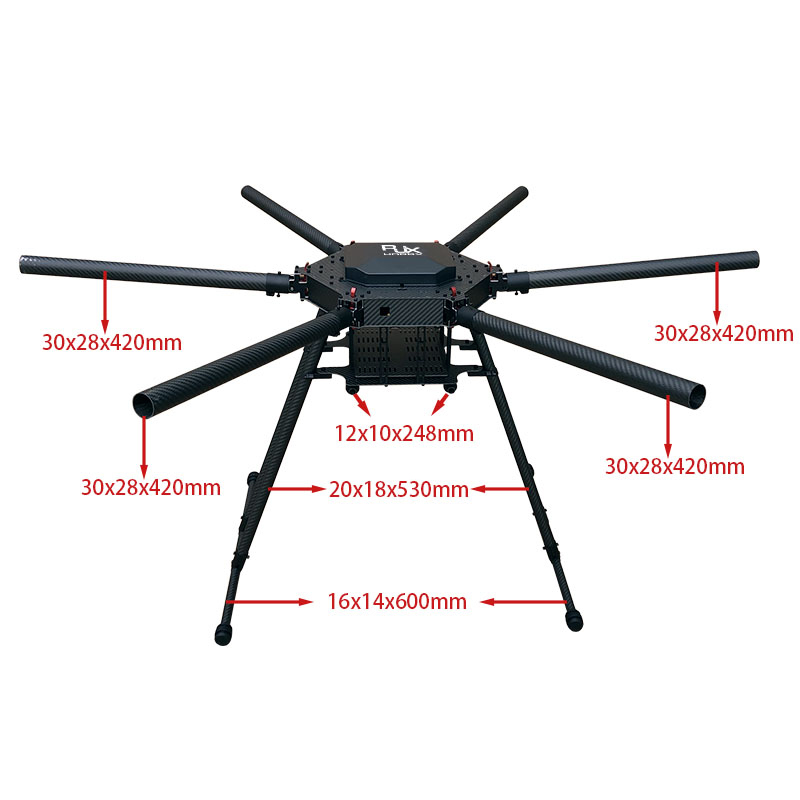 RJX1300B 6-Axis Carbon Fiber Umbrella Folding Hexacopter Frame without motor mounts