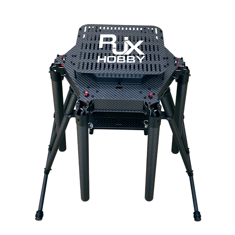 RJX1300V 6-Axis Carbon Fiber Umbrella Folding Hexacopter Frame Dual Battery Tray No Motor Mounts
