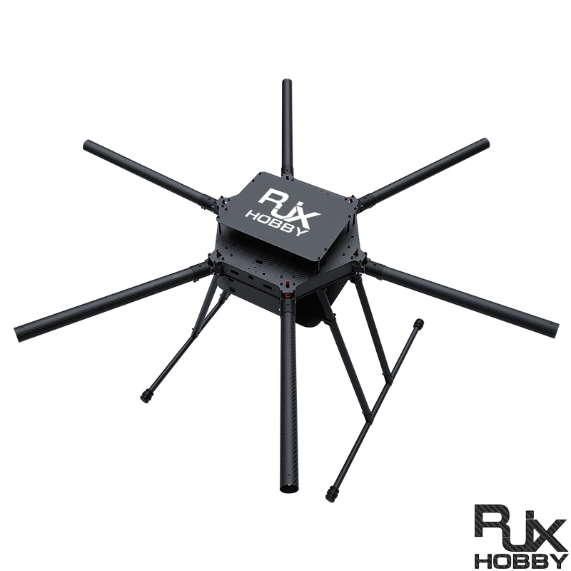 RJX1300F 6-Axis Carbon Fiber Umbrella Folding Hexacopter Frame with upper and below battery tray without motor mounts