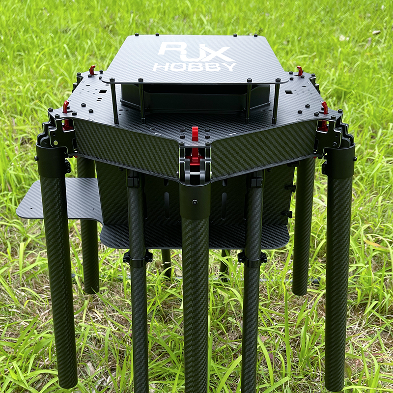 RJX1300F 6-Axis Carbon Fiber Umbrella Folding Hexacopter Frame with upper and below battery tray without motor mounts