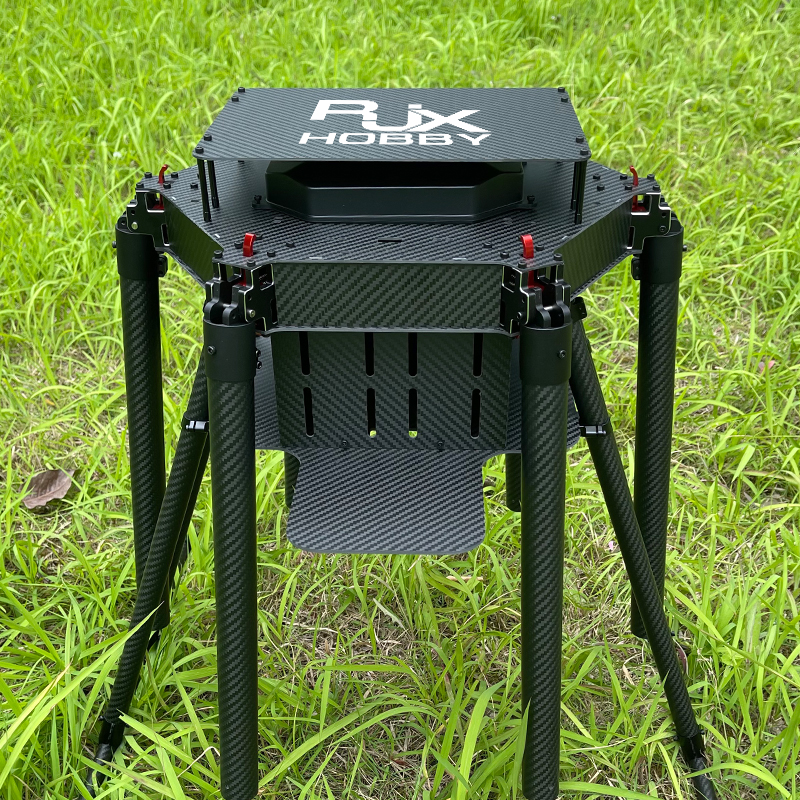 RJX1300F 6-Axis Carbon Fiber Umbrella Folding Hexacopter Frame with upper and below battery tray without motor mounts