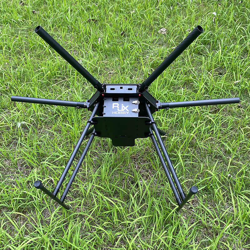 RJX1300F 6-Axis Carbon Fiber Umbrella Folding Hexacopter Frame with upper and below battery tray without motor mounts
