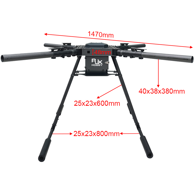 RJX1450 4-Axis Carbon Fiber Folding Quadcopter Frame without motor mounts