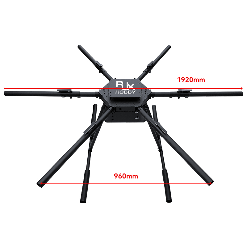 RJX1850A  6-Axis Carbon Fiber Umbrella Folding Hexacopter Frame with upper and below battery tray without motor mounts