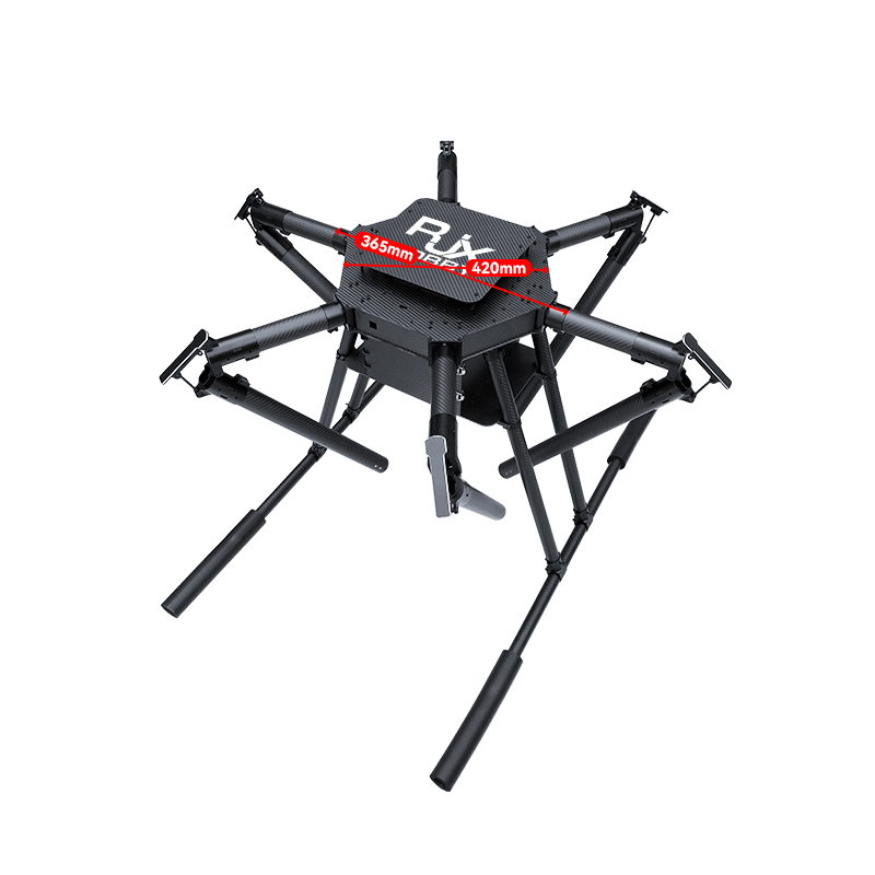 RJX1850A  6-Axis Carbon Fiber Umbrella Folding Hexacopter Frame with upper and below battery tray without motor mounts