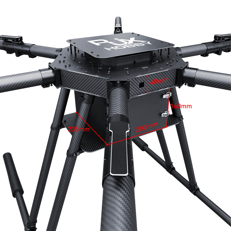 RJX1850A  6-Axis Carbon Fiber Umbrella Folding Hexacopter Frame with upper and below battery tray without motor mounts