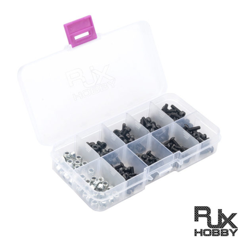 RJX 160pcs M3 x 6mm/8mm/10mm/12mm Screws and Nuts Compartment Plastic Storage Container