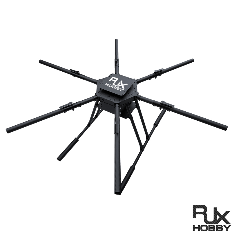 RJX1950A 6-Axis Carbon Fiber Umbrella Folding Hexacopter Frame with upper and below battery tray without motor mounts