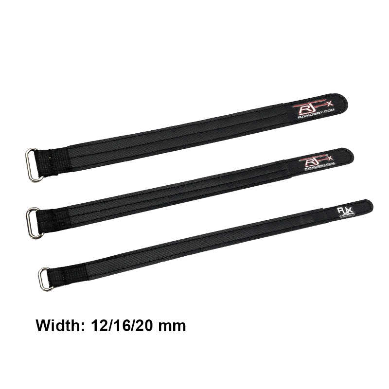 RJXHOBBY 2pcs Kevlar Battery Strap Kevlar Stitching Rubber Grip and Metal Buckle(Width: 12mm Length: 100 -400mm ） ﻿