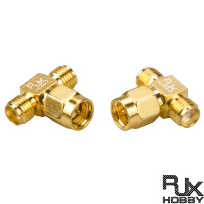 RJX 2pcs SMA Male Plug to 2 Dual SMA Female Triple T RF Coaxial Adapter Connector 3 Way