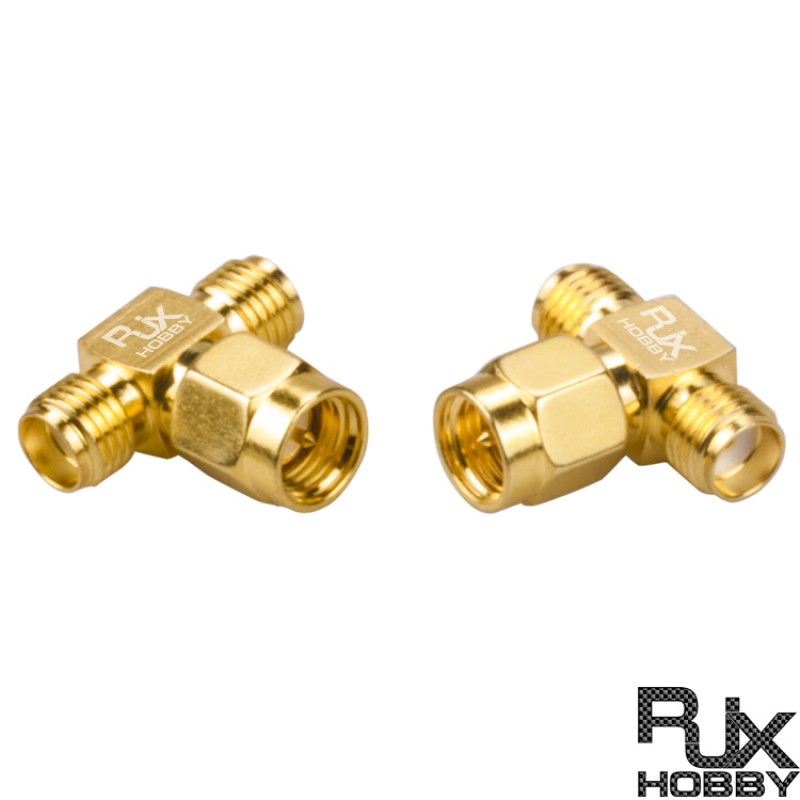 RJX 2pcs SMA Male Plug to 2 Dual SMA Female Triple T RF Coaxial Adapter Connector 3 Way