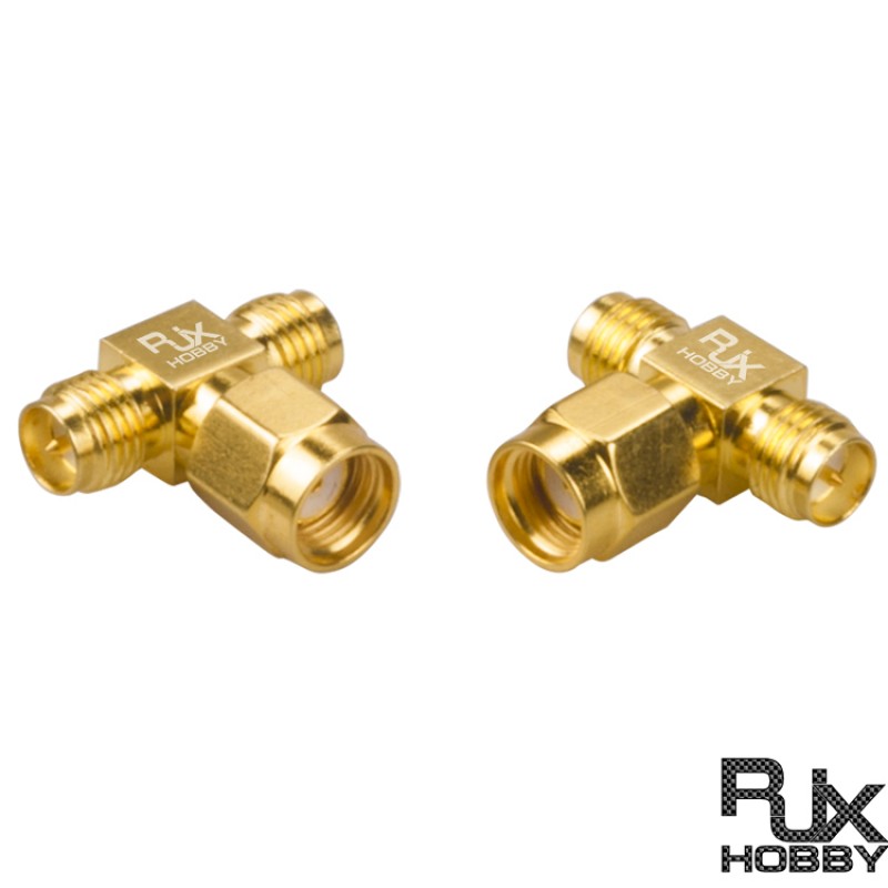 RJX 2pcs PRSMA Male Plug to 2 Dual RPSMA Female Triple T RF Coaxial Adapter Connector 3 Way