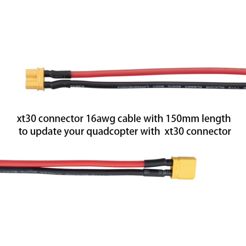 RJXHOBBY 5pcs XT30U Female Connector with 150mm 16AWG Silicone Wire for RC LiPo Battery FPV Racing Drone
