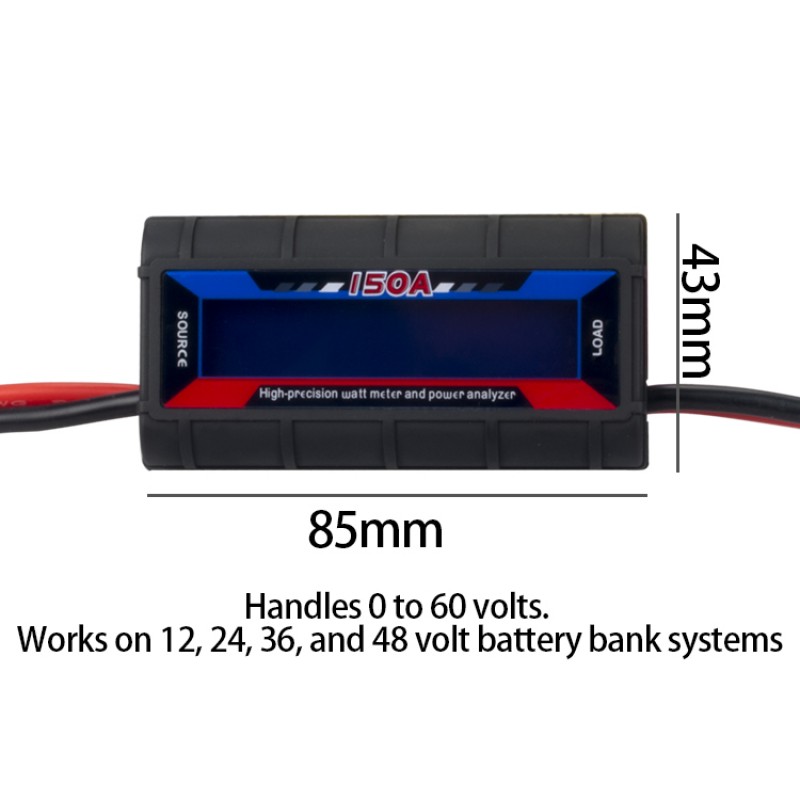 RJXHOBBY 150 Amps Power Analyzer, G.T. Power RC Watt Meter with LCD Screen, for RC, Battery, Solar, Wind Power