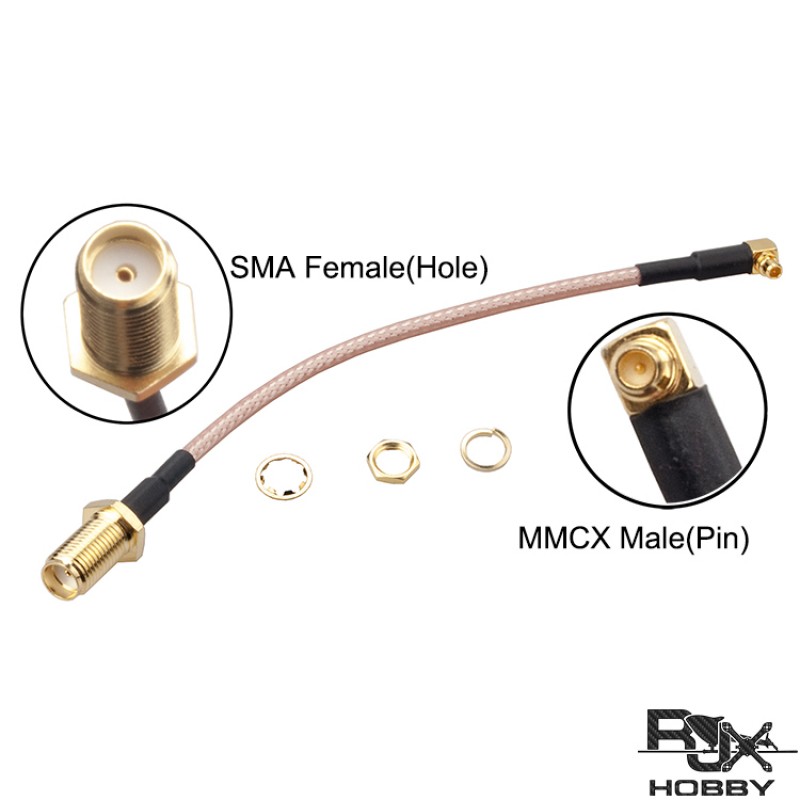 RJXHOBBY 120mm RF RG316 Pigtail SMA Female Antenna Connector to MMCX Male Coaxial Cable Adapter Right Angle