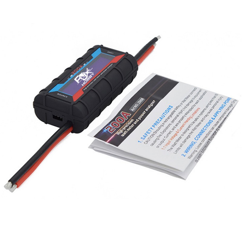 RJXHOBBY 200 Amps Power Analyzer, G.T. Power RC Watt Meter with LCD Screen, for RC, Battery, Solar, Wind Power