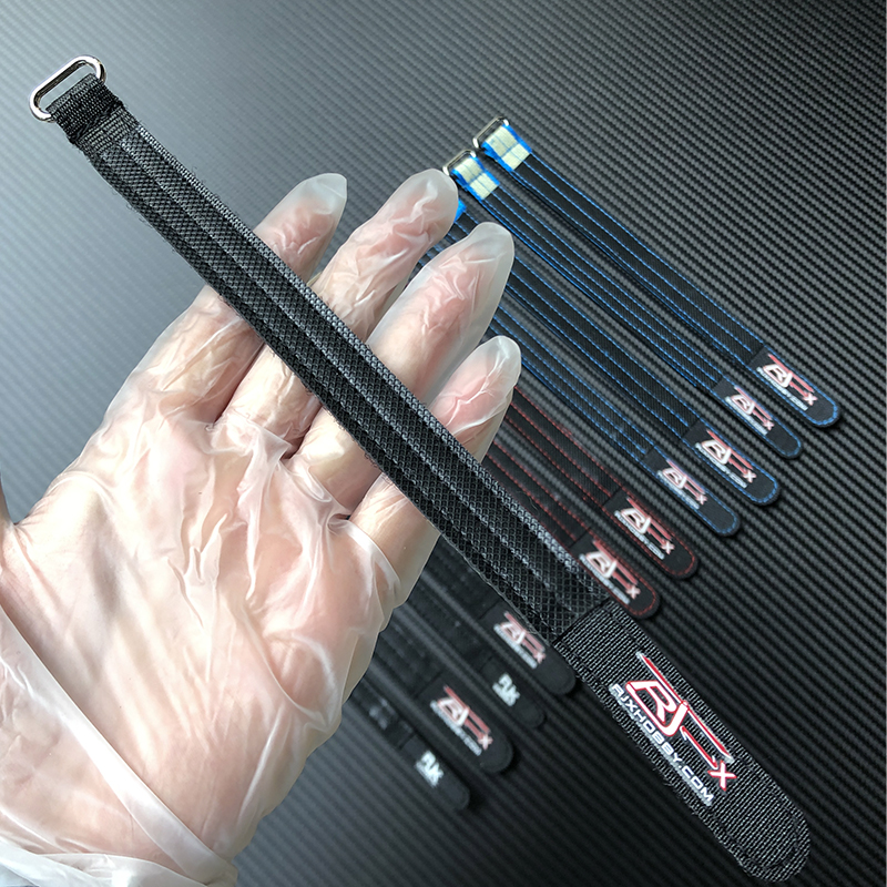 RJXHOBBY 2pcs Kevlar Battery Strap Kevlar Stitching Rubber Grip and Metal Buckle(Width: 16mm Length:150-400mm)