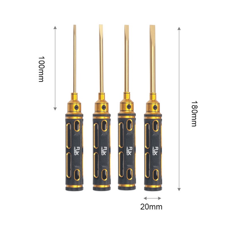 RJX 4pcs Flat Head Screw driver Tools Kit Set 3.0mm / 4.0mm / 5.0mm / 5.8mm for RC Models Car Boat Airplane