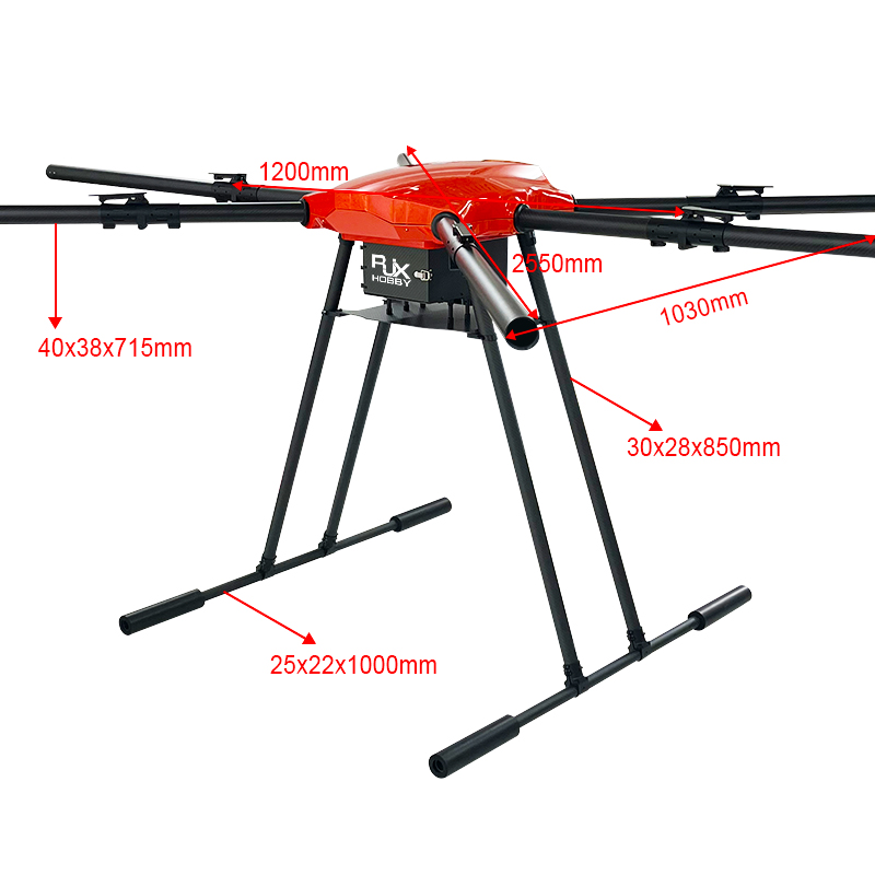 RJX2550 6-Axis Carbon Fiber Folding Hexacopter Frame without motor mounts