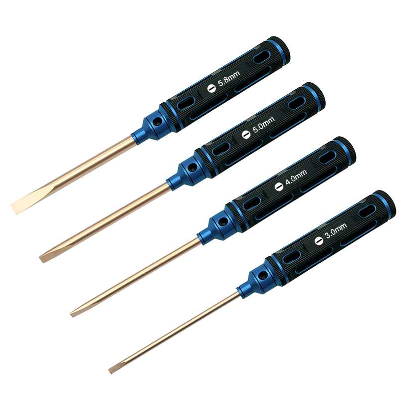 RJX 4pcs Flat Head Screw driver Tools Kit Set 3.0mm / 4.0mm / 5.0mm / 5.8mm for RC Models Car Boat Airplane