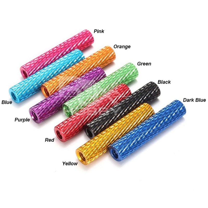 RJXHOBBY 50Pcs M3  Knurled Standoff Aluminum Alloy Anodized Spacer