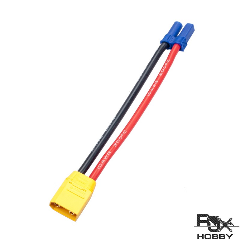 RJXHOBBY EC5 Female to XT90 Male Conversion Adapter 150mm 10AWG for RC Batteries