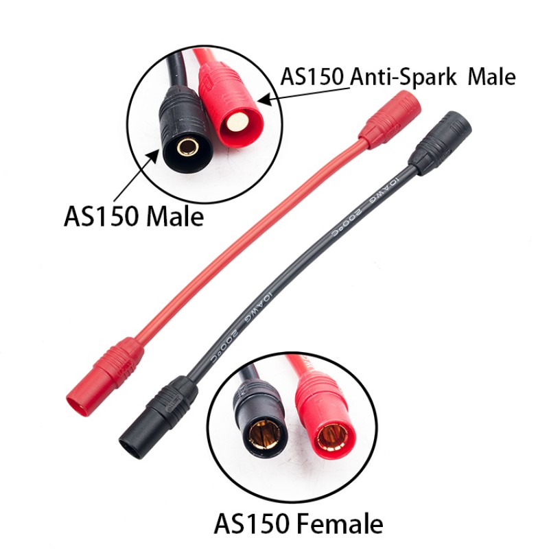 RJXHOBBY AS150 Anti-Spark 7MM Male to Female Extension 10AWG 15mm Wire for DJI S1000 S900