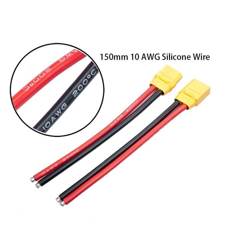 RJXHOBBY 2pcs XT90 Plug Male Female Connector with 150mm 10AWG Silicon Wire for RC Lipo Battery FPV Drone