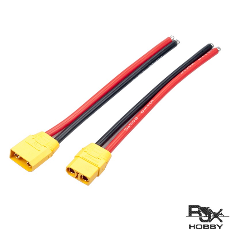 RJXHOBBY 2pcs XT90 Plug Male Female Connector with 150mm 10AWG Silicon Wire for RC Lipo Battery FPV Drone
