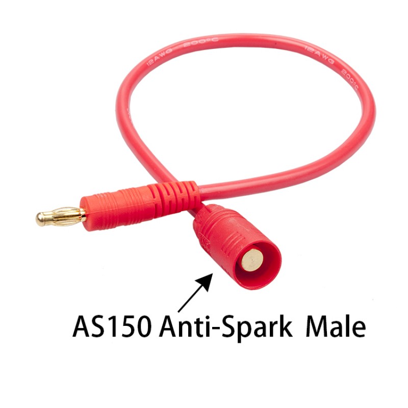 RJXHOBBY XT150 AS150  Anti-Spark Male to 4mm Bullet Banana plug Battery Charging Leads 300mm 12AWG