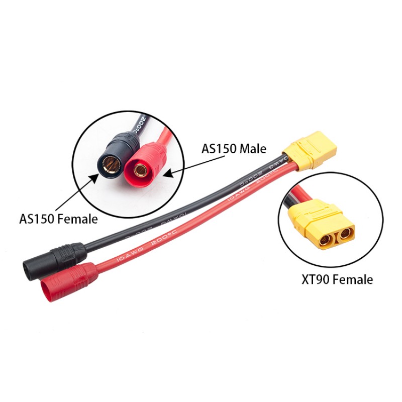 RJXHOBBY AS150 Male Female to XT90 Female 150mm 10AWG wire
