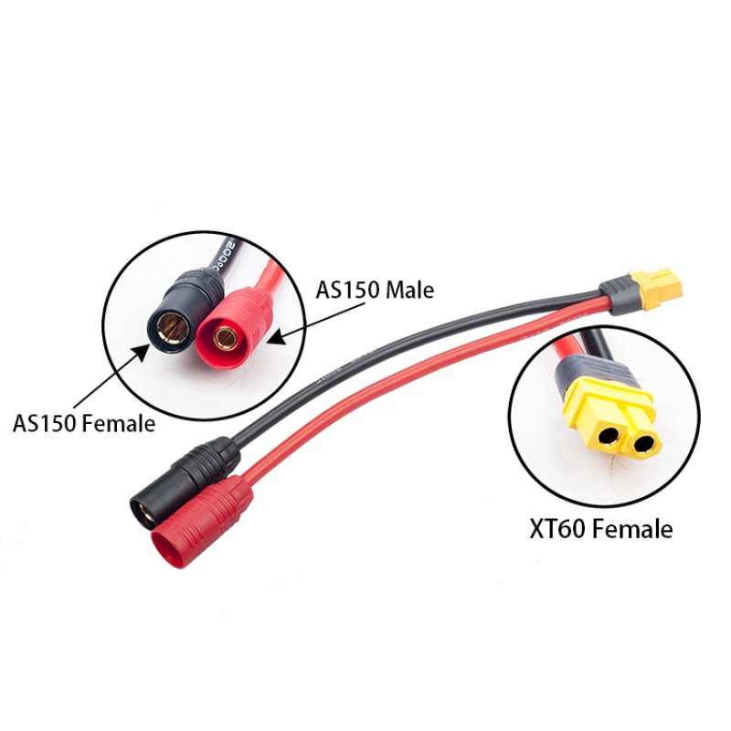 RJXHOBBY AS150 Male Female to XT60 Female 150mm 12AWG wire